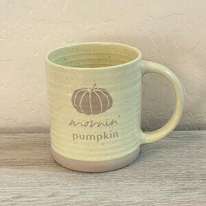 Mornin' Pumpkin Mug Cup Tan Speckled Yellow Place & Time Fall Halloween